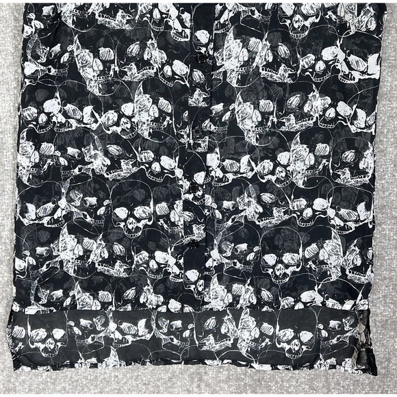 Social Misfits Sheer Skulls Studded Collar Button Up Top Womens Size Small Goth - Picture 6 of 11